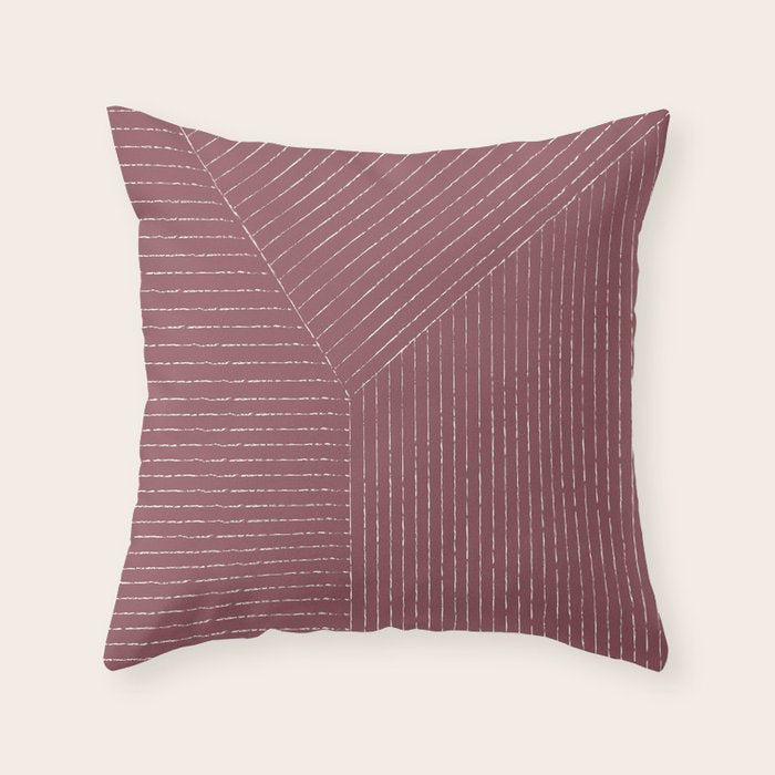 Lines (Plum) Throw Pillow Gallery Image 1