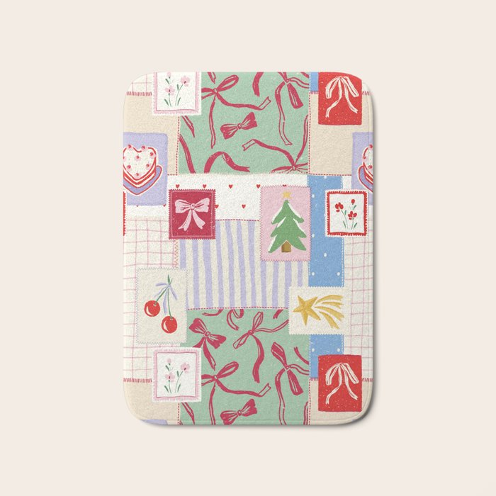 Retro christmas patch Bath Mat Gallery Image 1