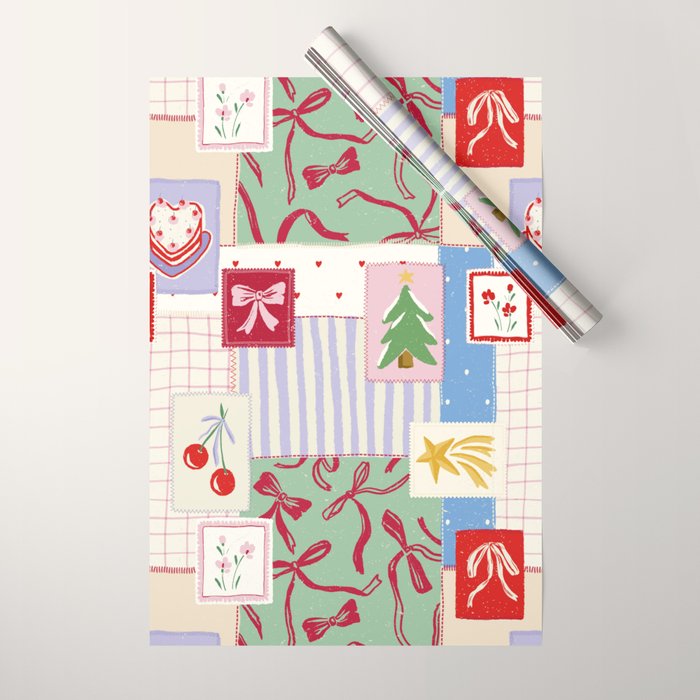 Retro christmas patch Wrapping Paper Gallery Image 1
