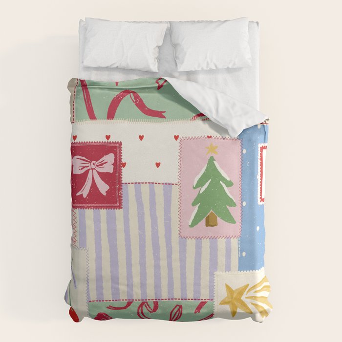 Retro christmas patch Duvet Cover Gallery Image 1