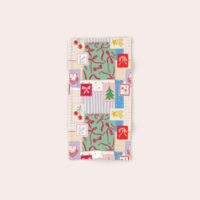 Retro christmas patch Bath Towel Gallery Image 1
