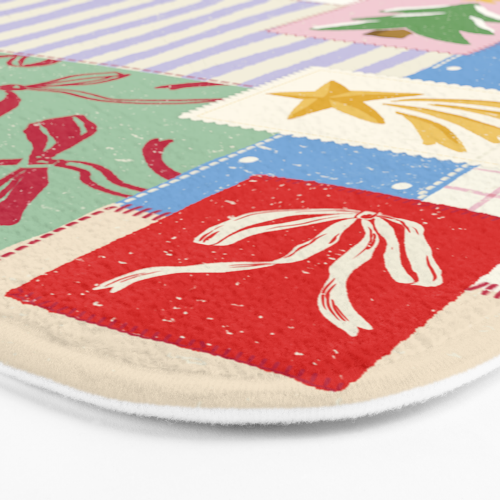Retro christmas patch Bath Mat Gallery Image 3