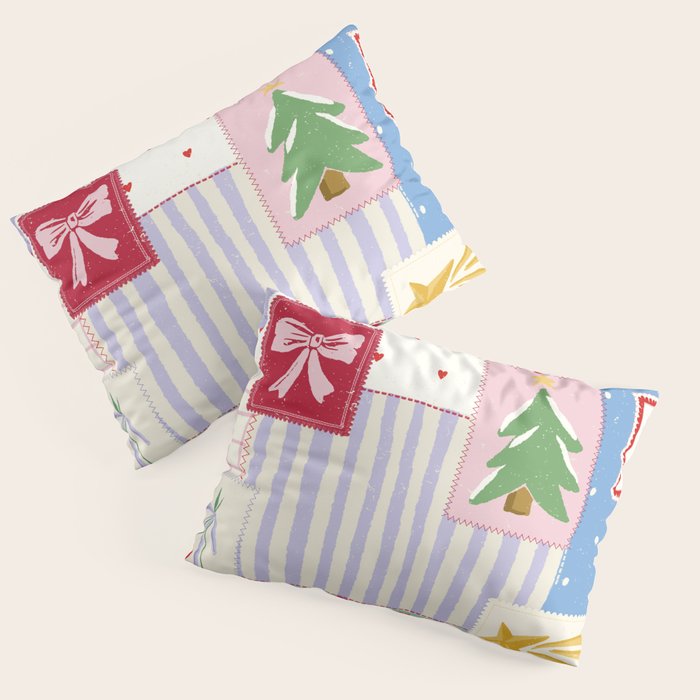 Retro christmas patch Pillow Sham Gallery Image 1
