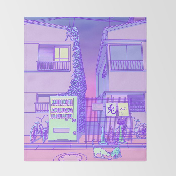 Pastel Tokyo Cats Throw Blanket Gallery Image 2