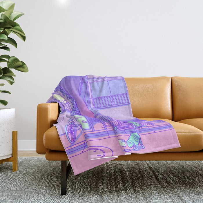 Pastel Tokyo Cats Throw Blanket Gallery Image 1