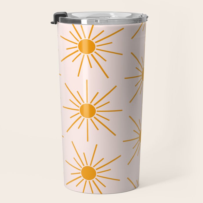 Sun Pattern On Pink Background Travel Mug Gallery Image 3