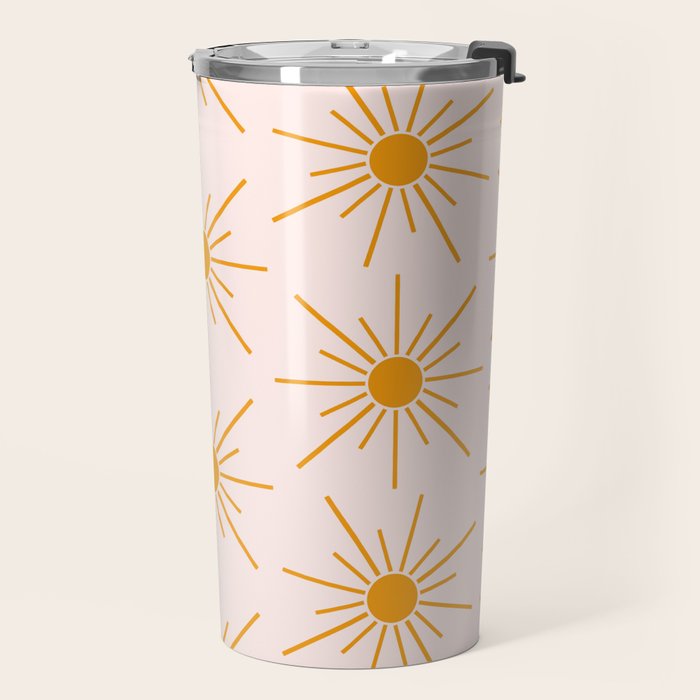 Sun Pattern On Pink Background Travel Mug Gallery Image 2