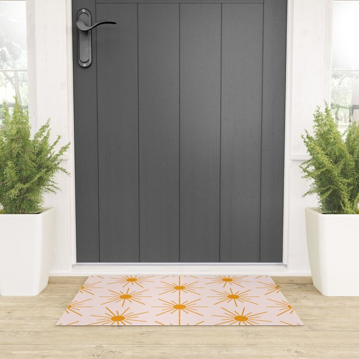 Sun Pattern On Pink Background Welcome Mat Gallery Image 3