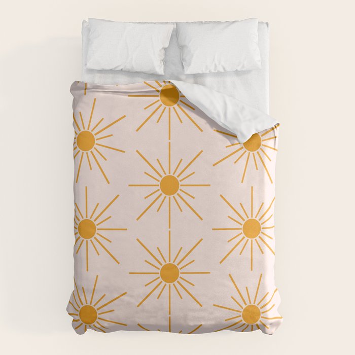 Sun Pattern On Pink Background Duvet Cover Gallery Image 1