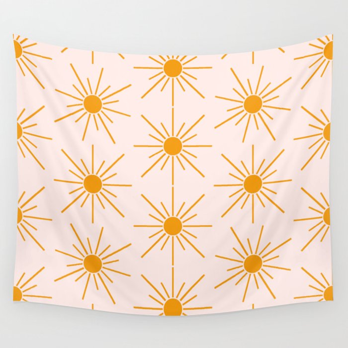 Sun Pattern On Pink Background Wall Tapestry Gallery Image 4