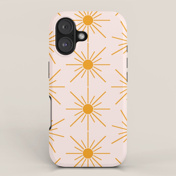 Sun Pattern On Pink Background iPhone Case Gallery Image 1