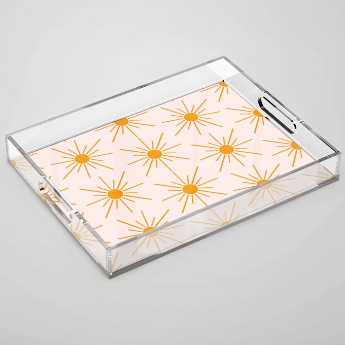 Sun Pattern On Pink Background Acrylic Tray Gallery Image 1