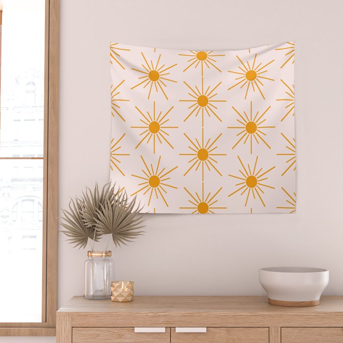 Sun Pattern On Pink Background Wall Tapestry Gallery Image 2