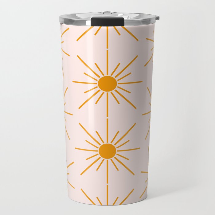 Sun Pattern On Pink Background Travel Mug Gallery Image 1