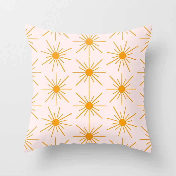 Sun Pattern On Pink Background Throw Pillow Gallery Image 6
