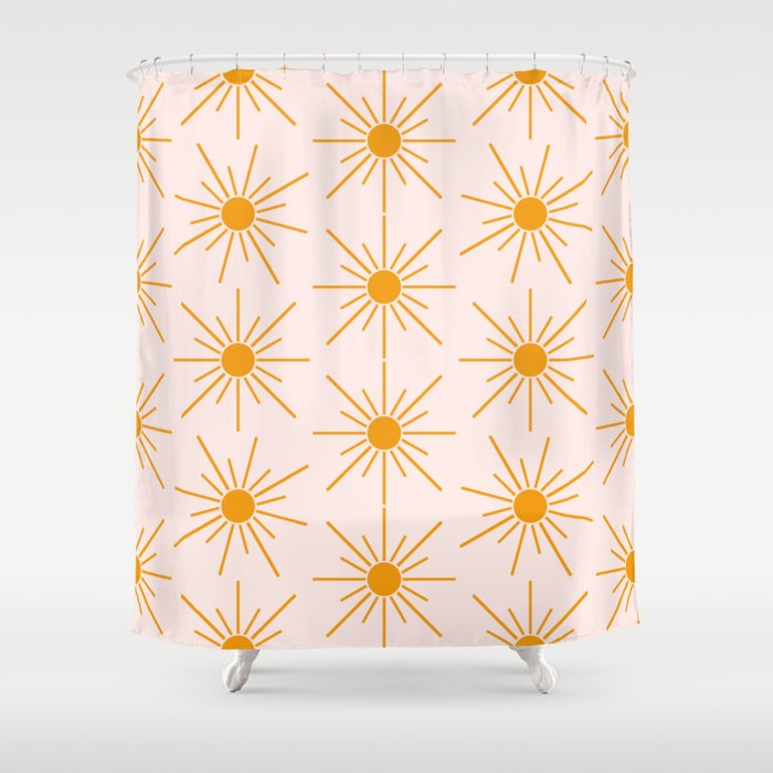 Sun Pattern On Pink Background Shower Curtain Gallery Image 1