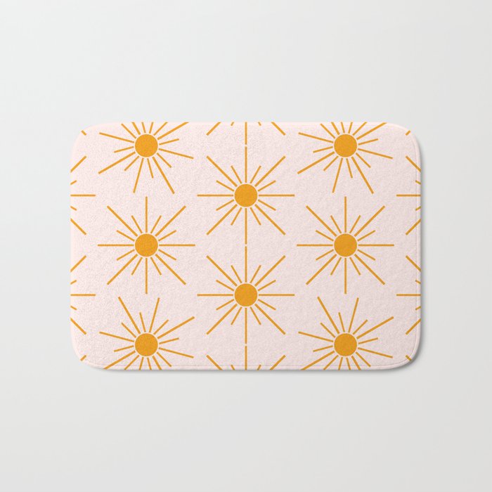 Sun Pattern On Pink Background Bath Mat Gallery Image 1