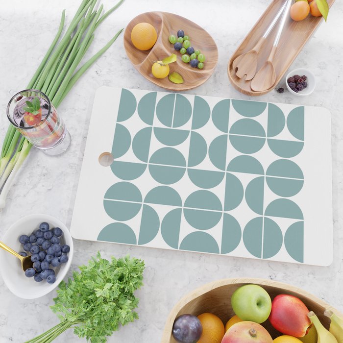Mid Century Modern Geometric 04 Glass Blue Cutting Board Gallery Image 2