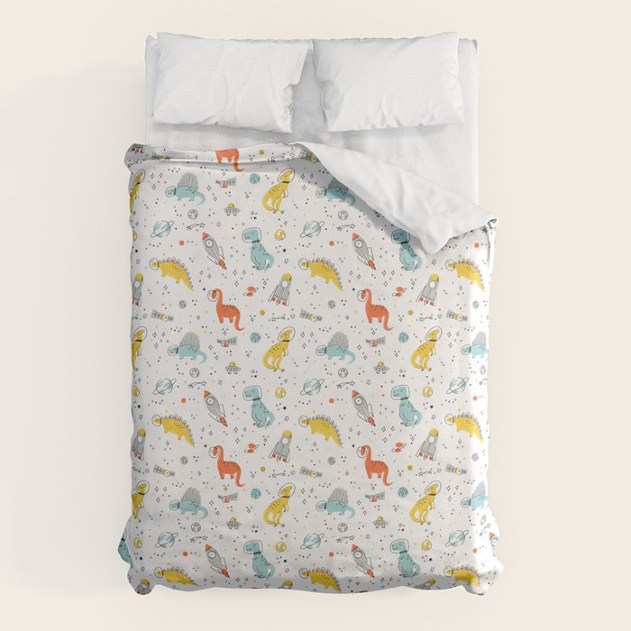 Sketchy Space Dinosaurs Duvet Cover Gallery Image 6