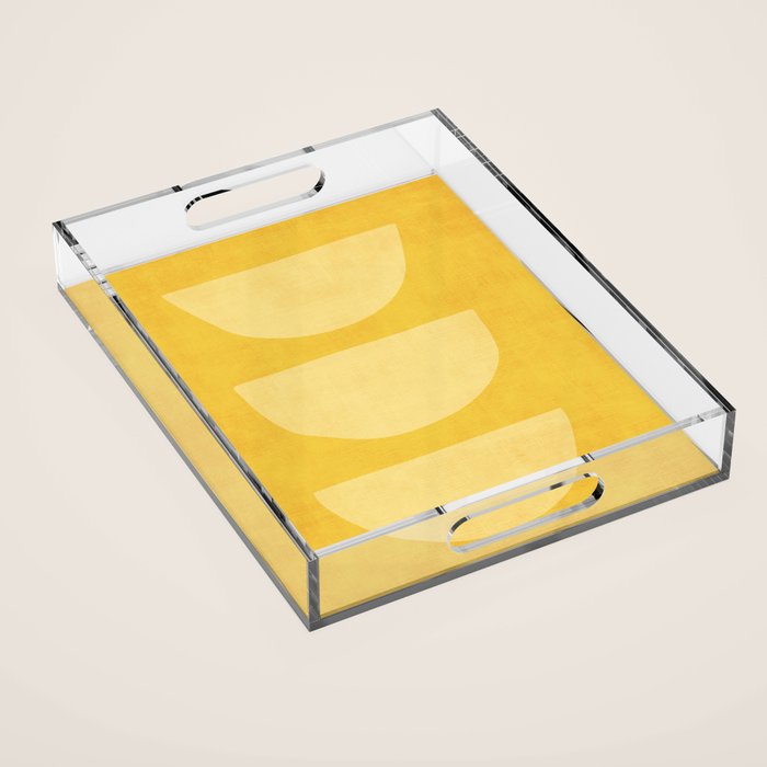 Yellow Tones Semicircles Minimalist Artwork Acrylic Tray Gallery Image 1