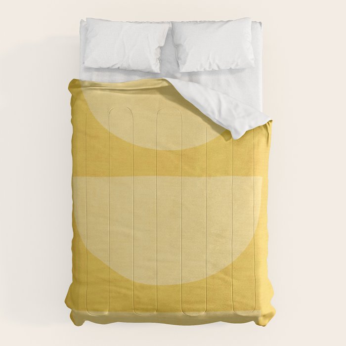Yellow Tones Semicircles Minimalist Artwork Comforter Gallery Image 1
