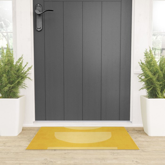 Yellow Tones Semicircles Minimalist Artwork Welcome Mat Gallery Image 3