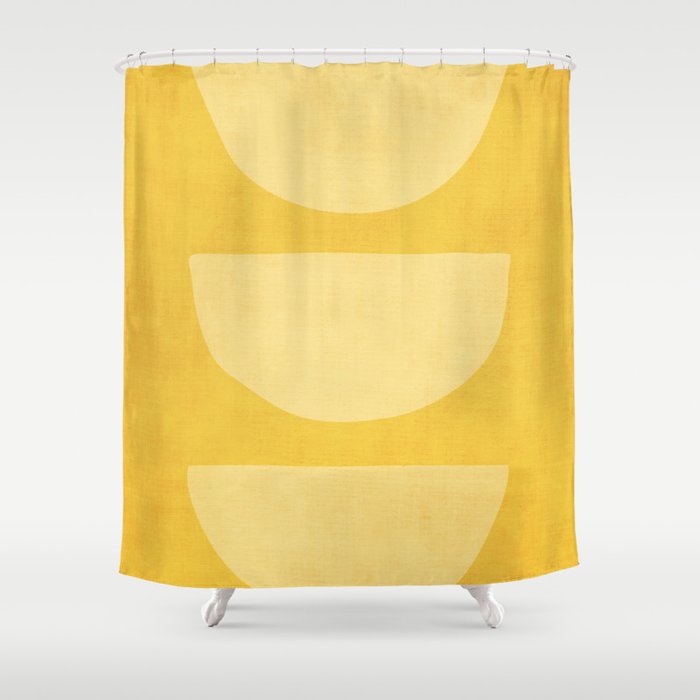 Yellow Tones Semicircles Minimalist Artwork Shower Curtain Gallery Image 1