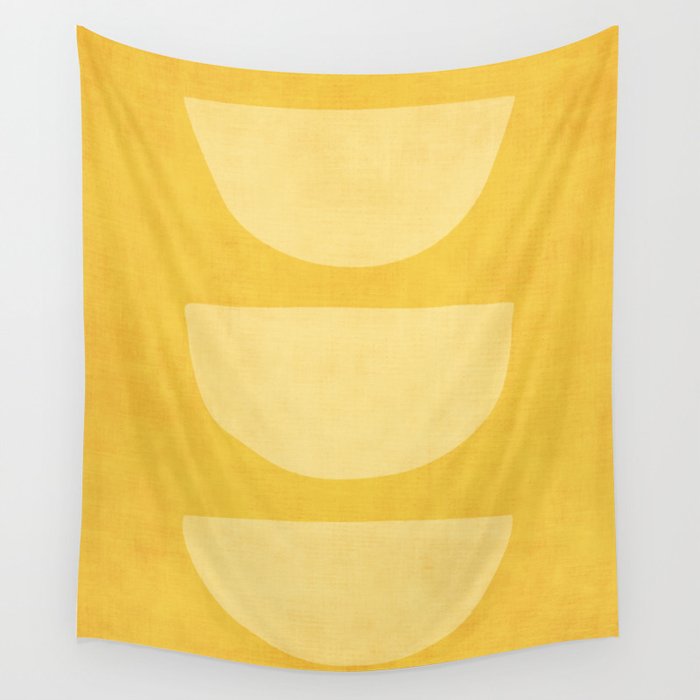 Yellow Tones Semicircles Minimalist Artwork Wall Tapestry Gallery Image 1