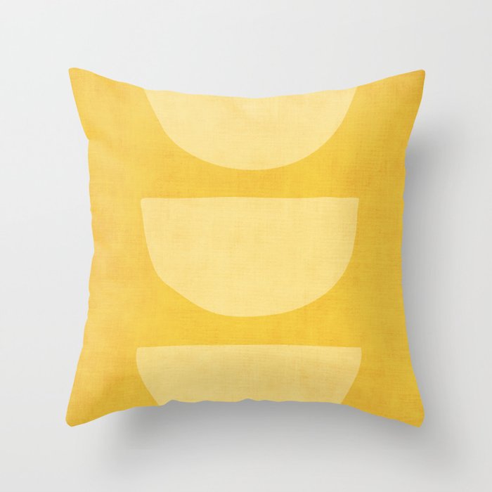 Yellow Tones Semicircles Minimalist Artwork Throw Pillow Gallery Image 1