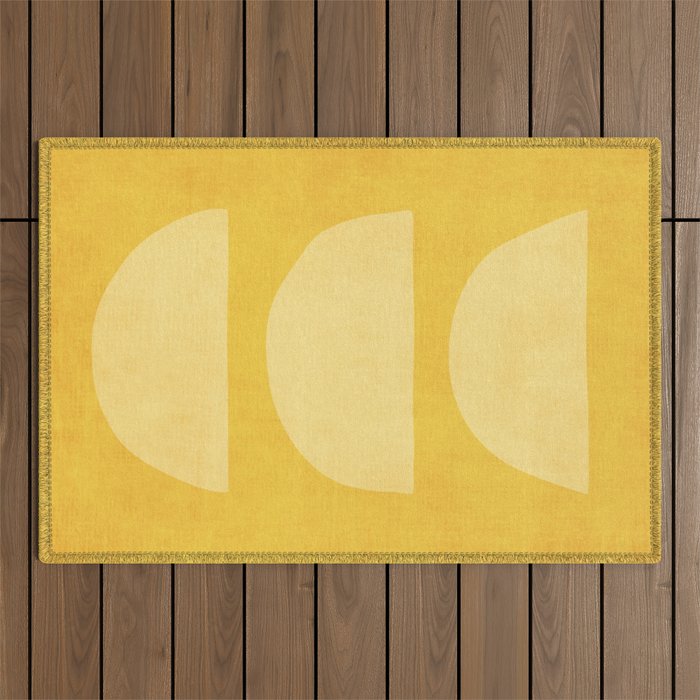 Yellow Tones Semicircles Minimalist Artwork Outdoor Rug Gallery Image 1