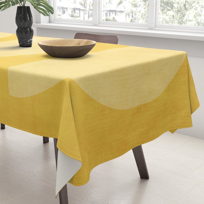 Yellow Tones Semicircles Minimalist Artwork Tablecloth Gallery Image 3