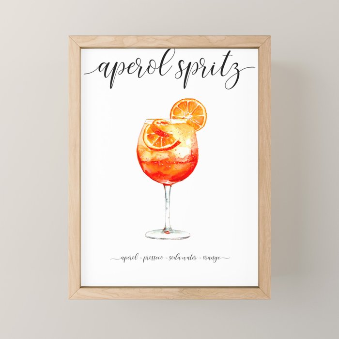 Cocktail Recipes. Aperol Spritz. Mini Art Print Gallery Image 1