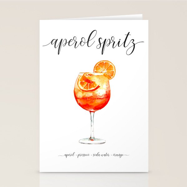 Cocktail Recipes. Aperol Spritz. Stationery Card Gallery Image 1