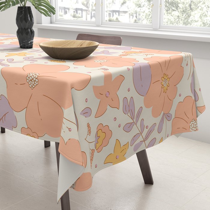 Vintage hand drawn flower art pattern Tablecloth Gallery Image 3