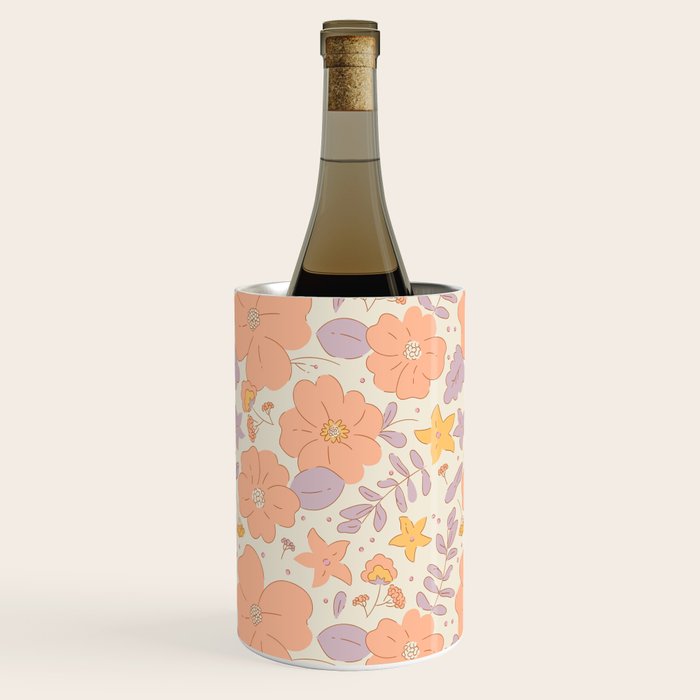 Vintage hand drawn flower art pattern Wine Chiller Gallery Image 1