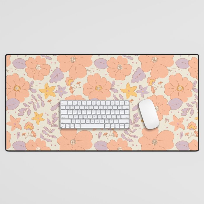 Vintage hand drawn flower art pattern Desk Mat Gallery Image 1