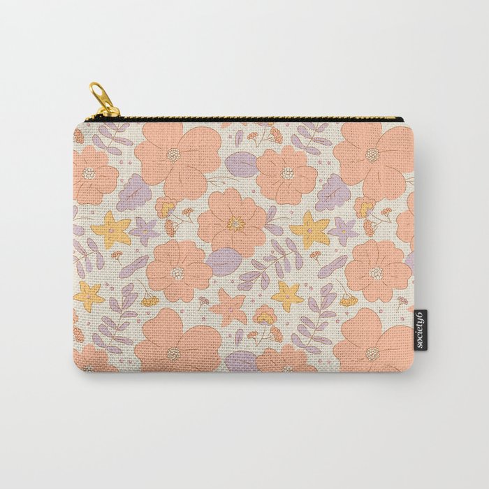 Vintage hand drawn flower art pattern Carry All Pouch Gallery Image 1