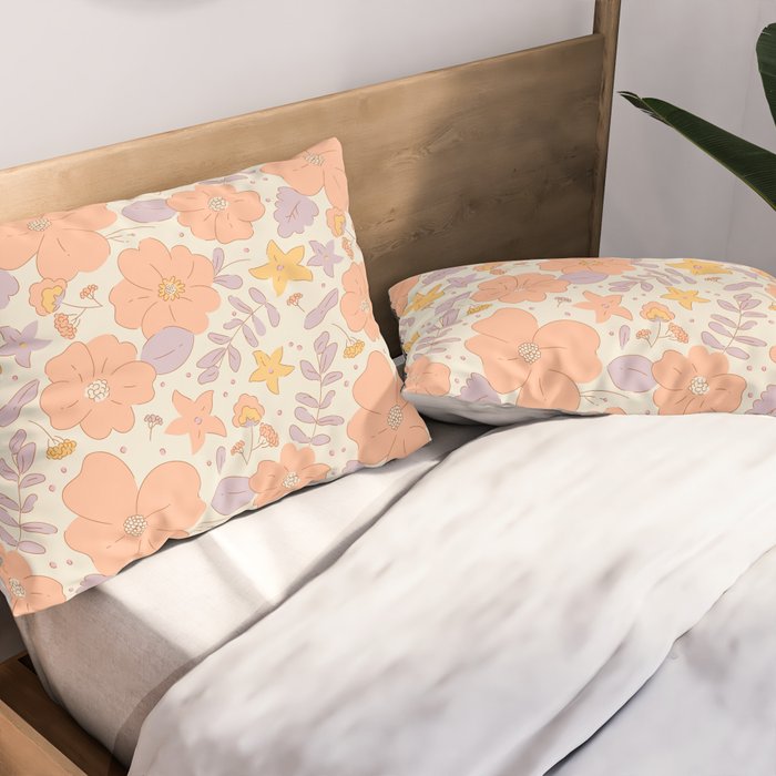 Vintage hand drawn flower art pattern Pillow Sham Gallery Image 2