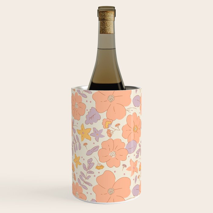 Vintage hand drawn flower art pattern Wine Chiller Gallery Image 3