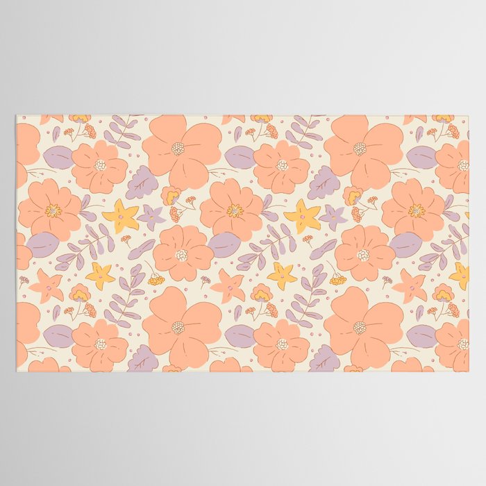Vintage hand drawn flower art pattern Tablecloth Gallery Image 2