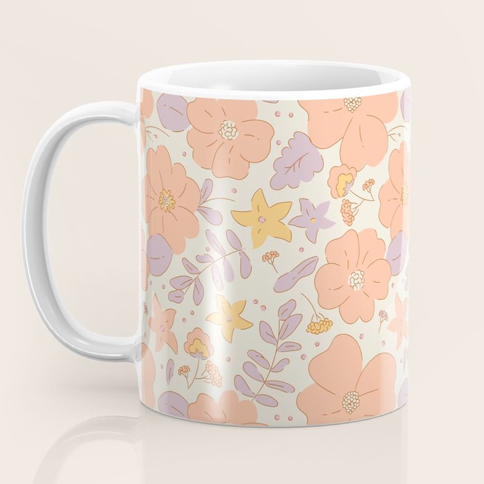 Vintage hand drawn flower art pattern Coffee Mug Gallery Image 3