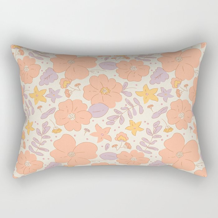 Vintage hand drawn flower art pattern Rectangular Pillow Gallery Image 1