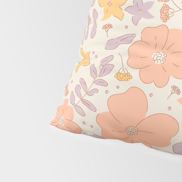 Vintage hand drawn flower art pattern Pillow Sham Gallery Image 4