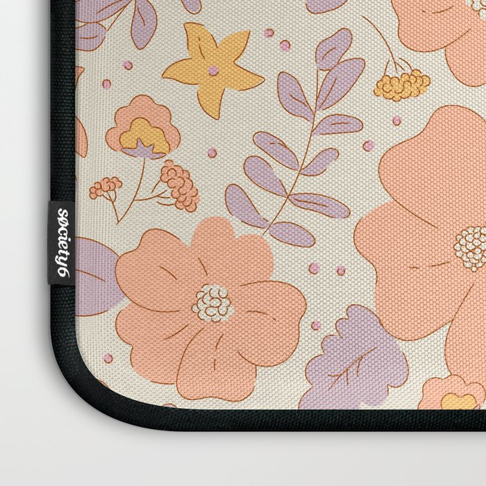Vintage hand drawn flower art pattern Laptop Sleeve Gallery Image 3