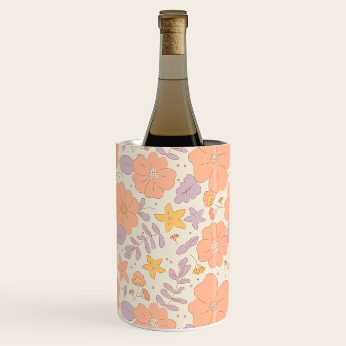 Vintage hand drawn flower art pattern Wine Chiller Gallery Image 2