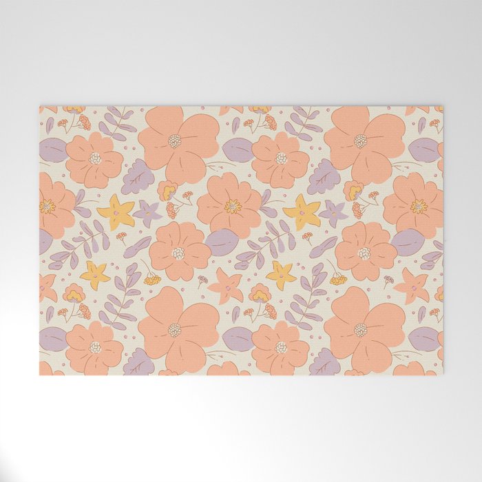 Vintage hand drawn flower art pattern Welcome Mat Gallery Image 1
