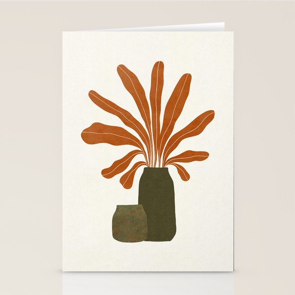 Two Green Vases & Orange Plant Stationery Card Gallery Image 2