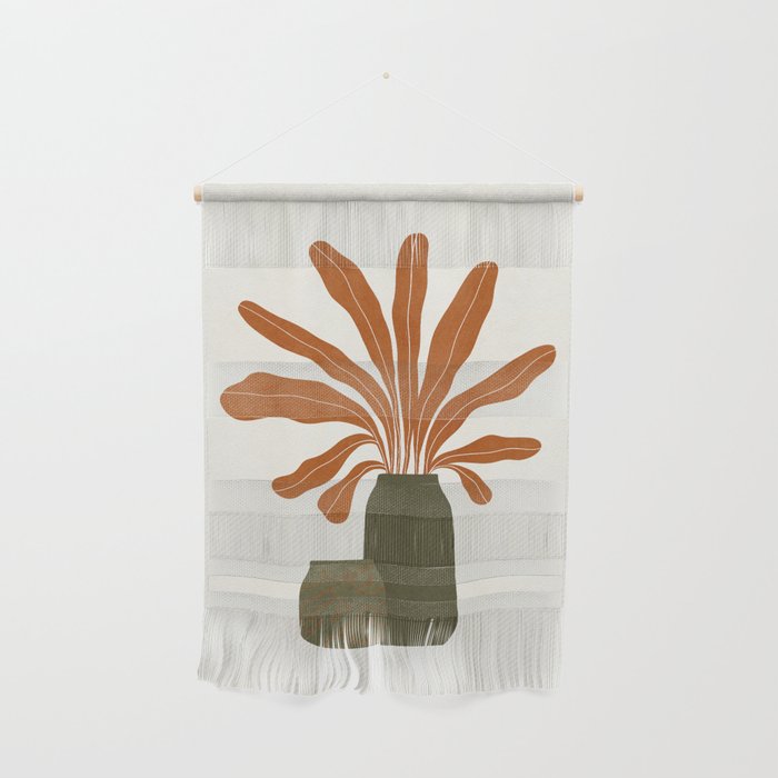 Two Green Vases & Orange Plant Wall Hanging Gallery Image 1