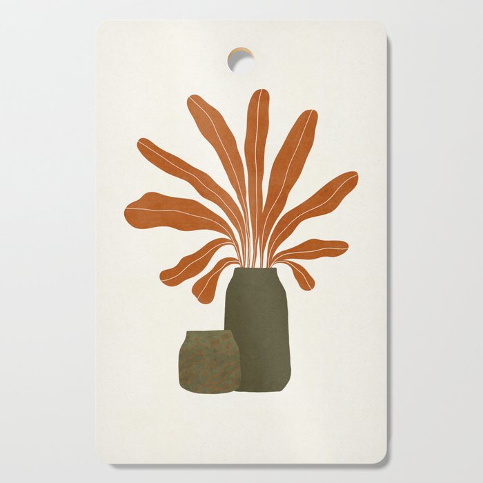 Two Green Vases & Orange Plant Cutting Board Gallery Image 1
