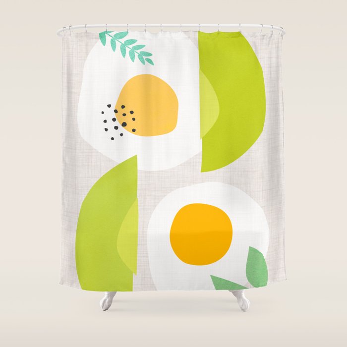 Minimal Avocado and Eggs Shower Curtain Gallery Image 1
